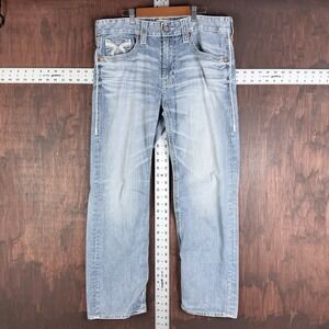 Big Star Pioneer Boot Jeans Buckle Low Rise Embroidered Blue Men's 34R Y2K VTG